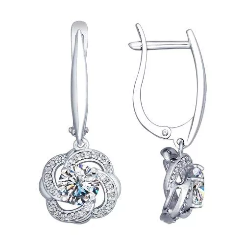 Серьги из серебра с фианитами и Swarovski Zirconia
