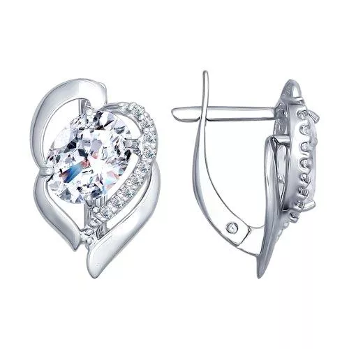 Серьги из серебра с фианитами