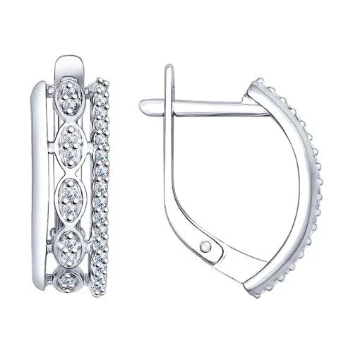 Серьги из серебра с фианитами