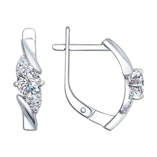 Серьги из серебра с фианитами