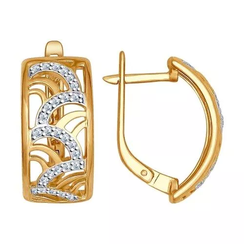 Серьги из золочёного серебра с фианитами