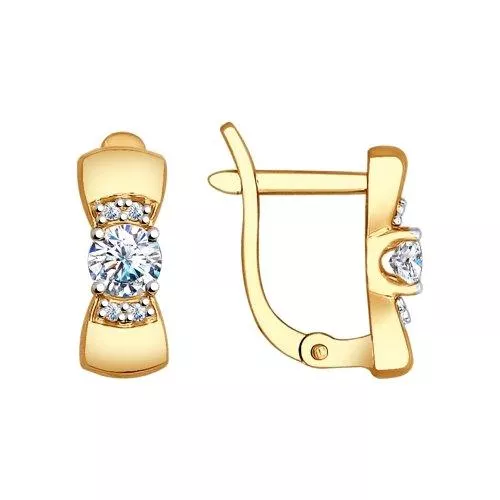 Серьги из золочёного серебра с фианитами