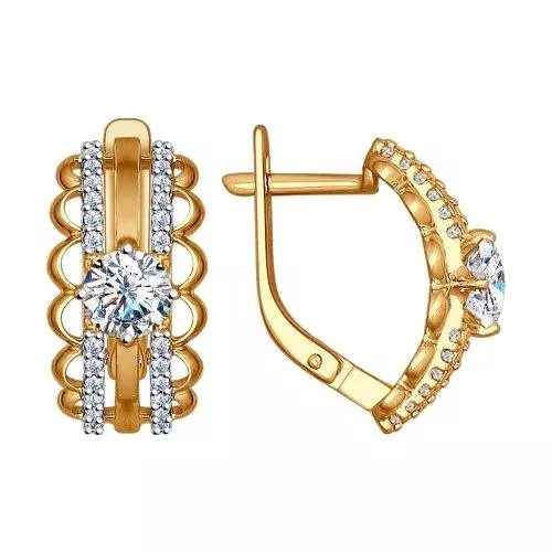 Серьги из золочёного серебра с фианитами