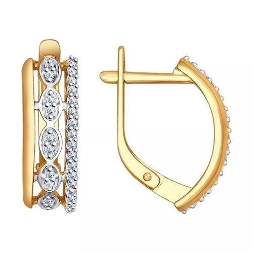 Серьги из золочёного серебра с фианитами