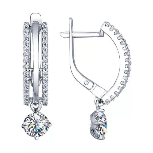 Серьги из серебра с фианитами