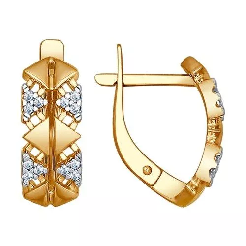 Серьги из золочёного серебра с фианитами