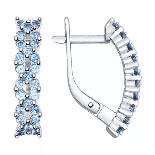 Серьги из серебра с голубыми фианитами