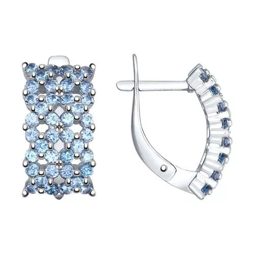 Серьги из серебра с голубыми фианитами