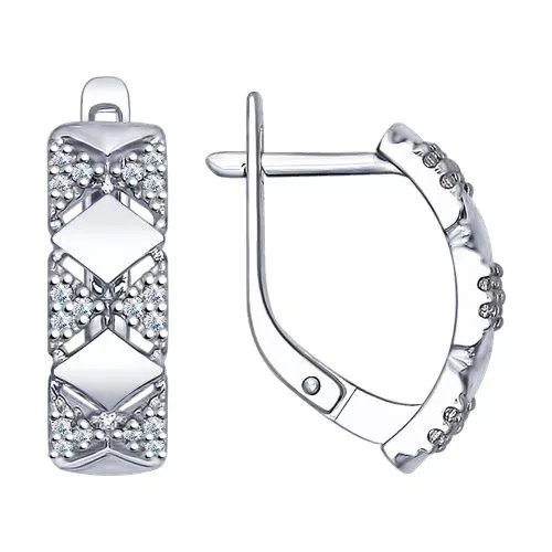 Серьги из серебра с фианитами
