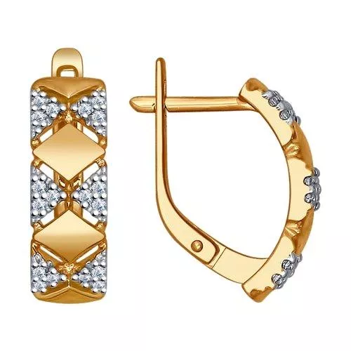 Серьги из золочёного серебра с фианитами