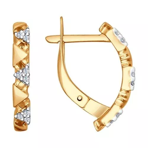 Серьги из золочёного серебра с фианитами