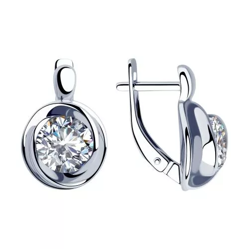 Серьги из серебра с фианитами