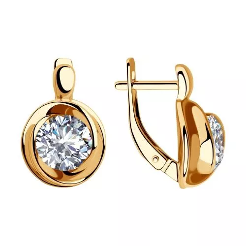 Серьги из золочёного серебра с фианитами