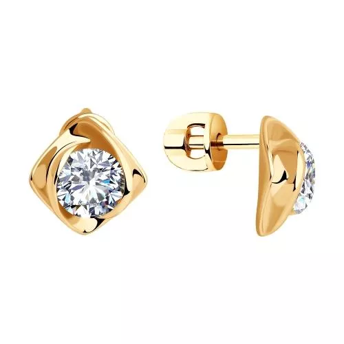 Серьги из золочёного серебра с фианитами