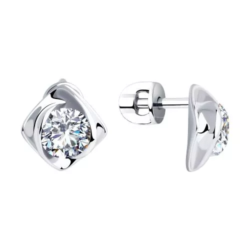 Серьги из серебра с фианитами