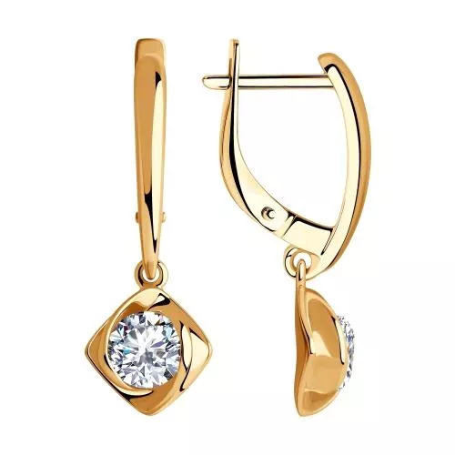 Серьги из золочёного серебра с фианитами