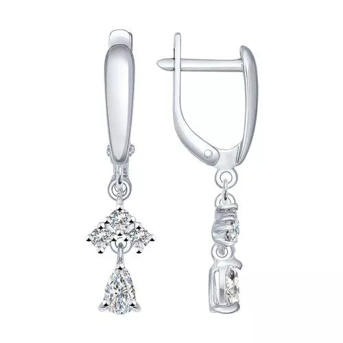 Серьги из серебра с фианитами