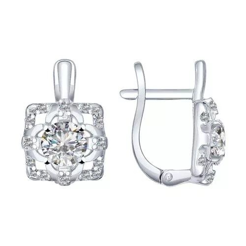 Серьги из серебра с фианитами