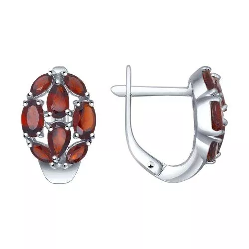 Серьги из серебра с гранатами