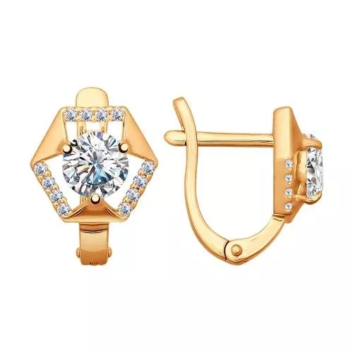 Серьги из золочёного серебра с фианитами