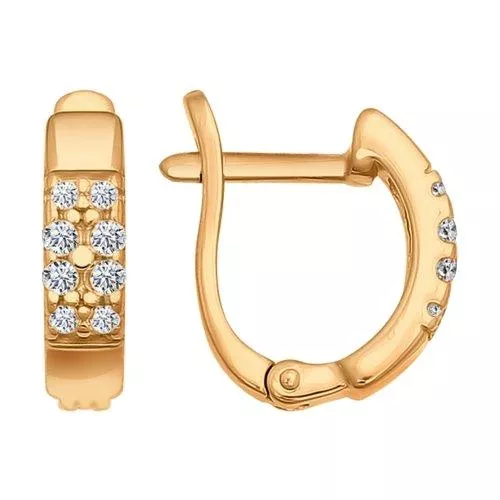 Серьги из золочёного серебра с фианитами