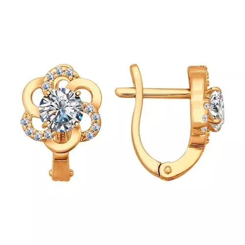 Серьги из золочёного серебра с фианитами