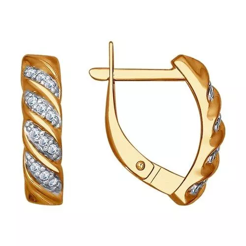 Серьги из золочёного серебра с фианитами