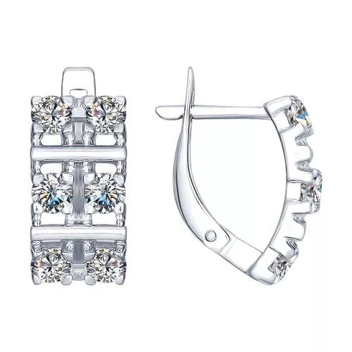 Серьги из серебра с фианитами