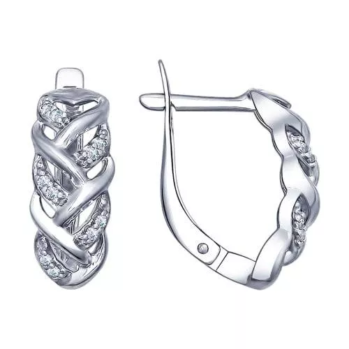 Серьги из серебра с фианитами