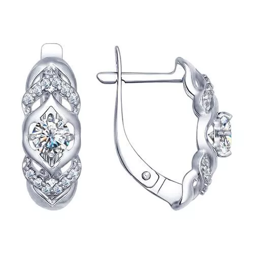 Серьги из серебра с фианитами