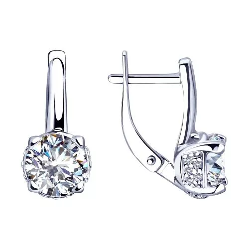 Серьги из серебра с фианитами
