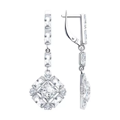 Серьги из серебра с фианитами