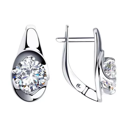 Серьги из серебра с фианитами