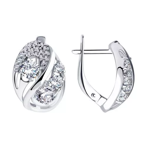 Серьги из серебра с фианитами