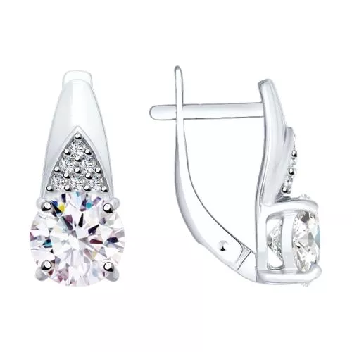 Серьги из серебра с фианитами