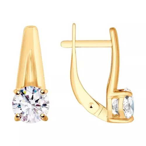 Серьги из золочёного серебра с фианитами