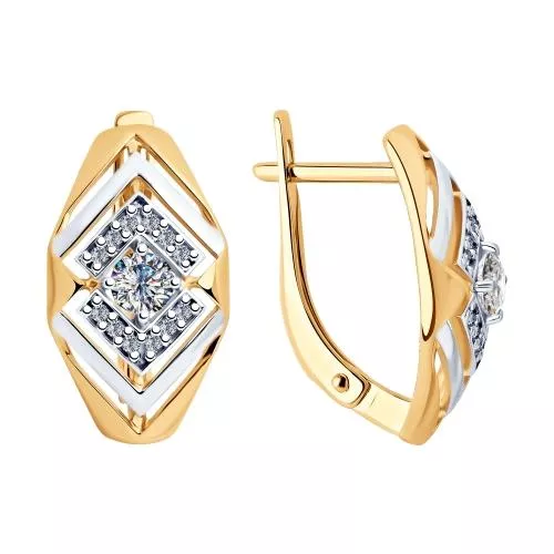 Серьги из золочёного серебра с фианитами