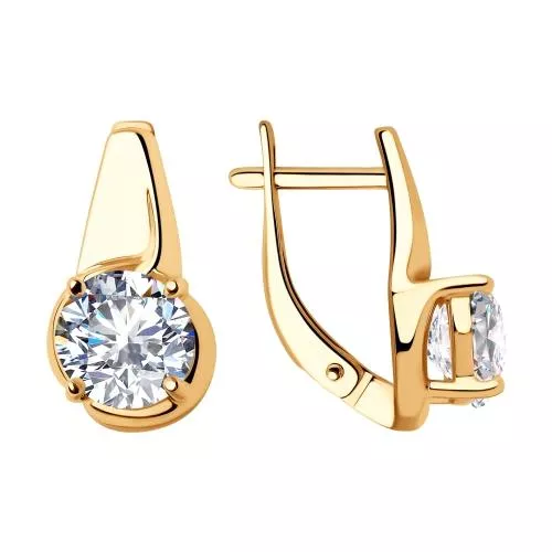 Серьги из золочёного серебра с фианитами