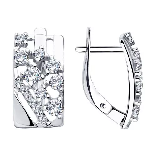 Серьги из серебра с фианитами