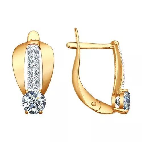 Серьги из золочёного серебра с фианитами