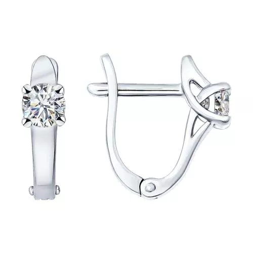 Серьги из серебра с фианитами