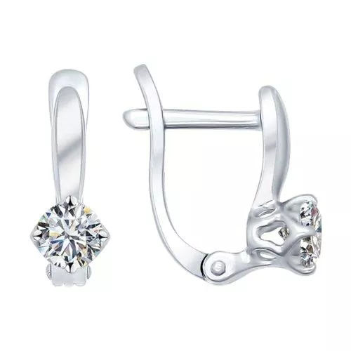 Серьги из серебра с фианитами