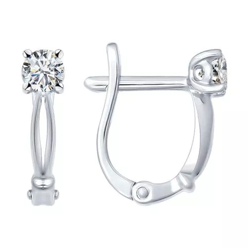 Серьги из серебра с фианитами