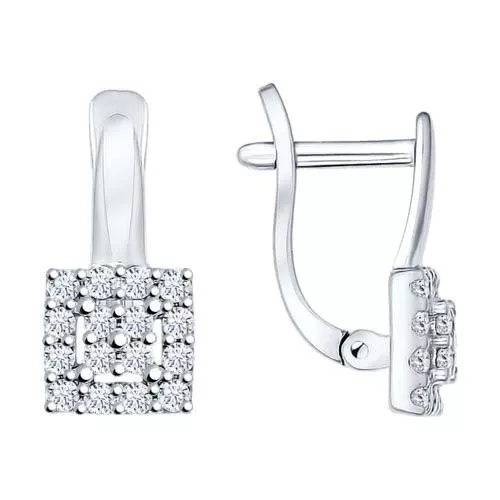 Серьги из серебра с фианитами