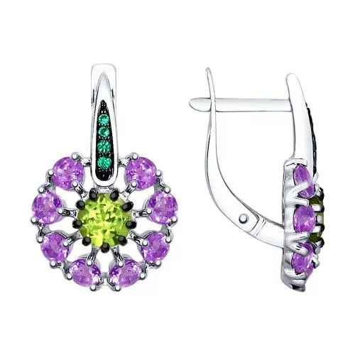 Серьги из серебра с миксом камней