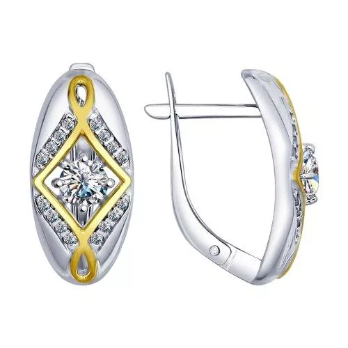 Серьги из золочёного серебра с фианитами