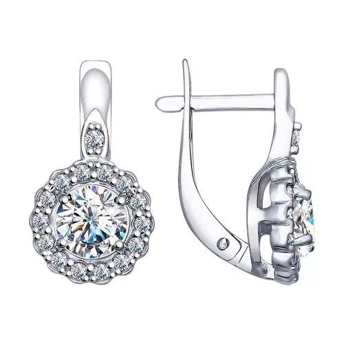 Серьги из серебра с фианитами