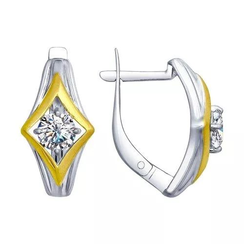 Серьги из серебра с фианитами