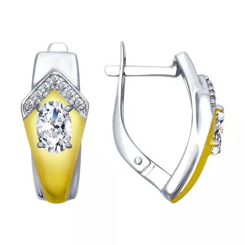 Серьги из золочёного серебра с фианитами