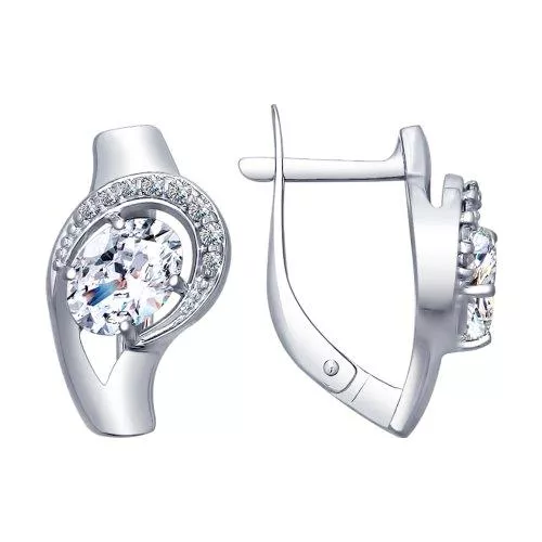 Серьги из серебра с фианитами